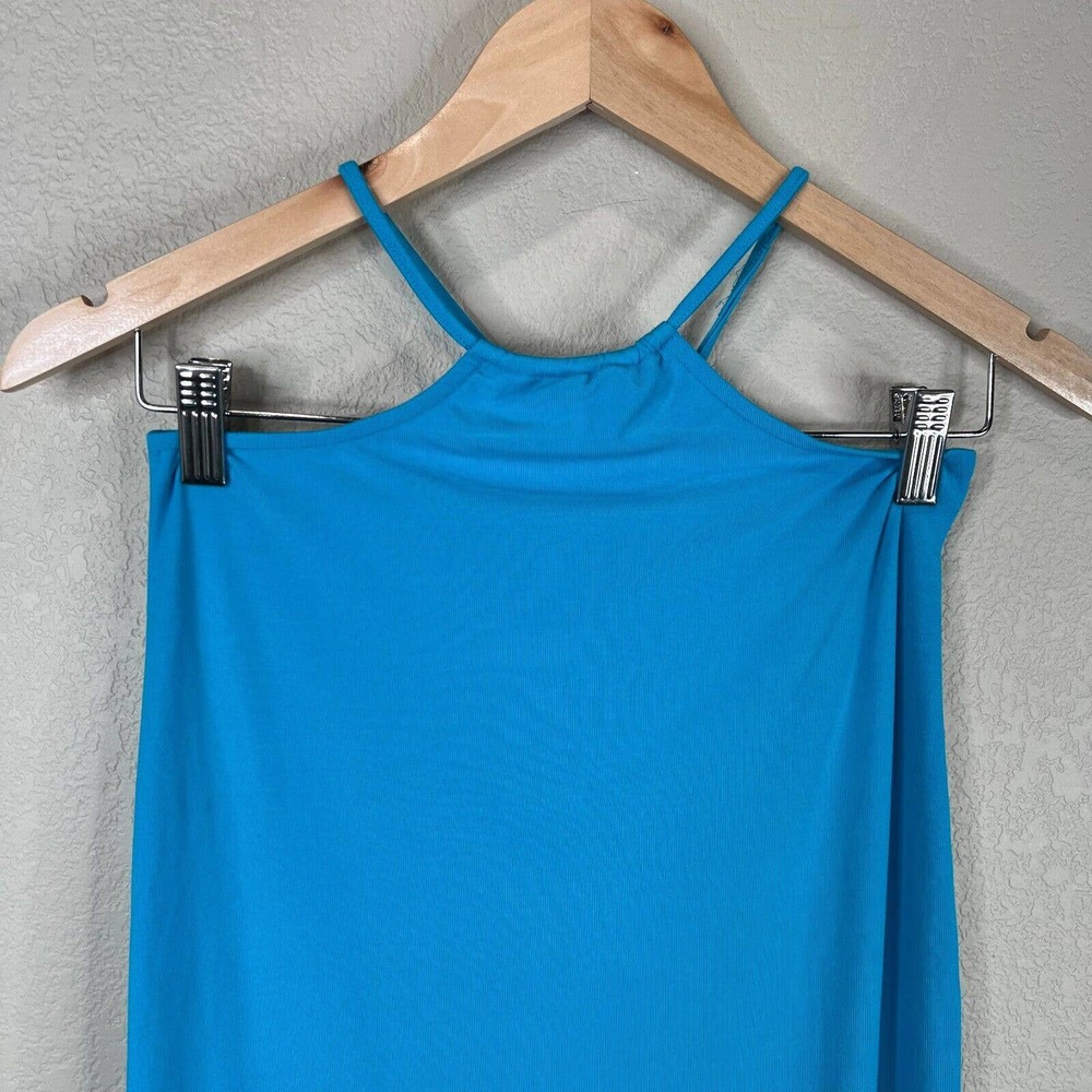 We Wore What Women's Halter Neck Ribbed Mini Cocktail Dress Blue Small - Picture 2 of 12